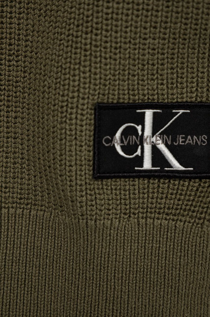 Calvin Klein Jeans Detský bavlnený sveter zelená farba - Pepit.sk