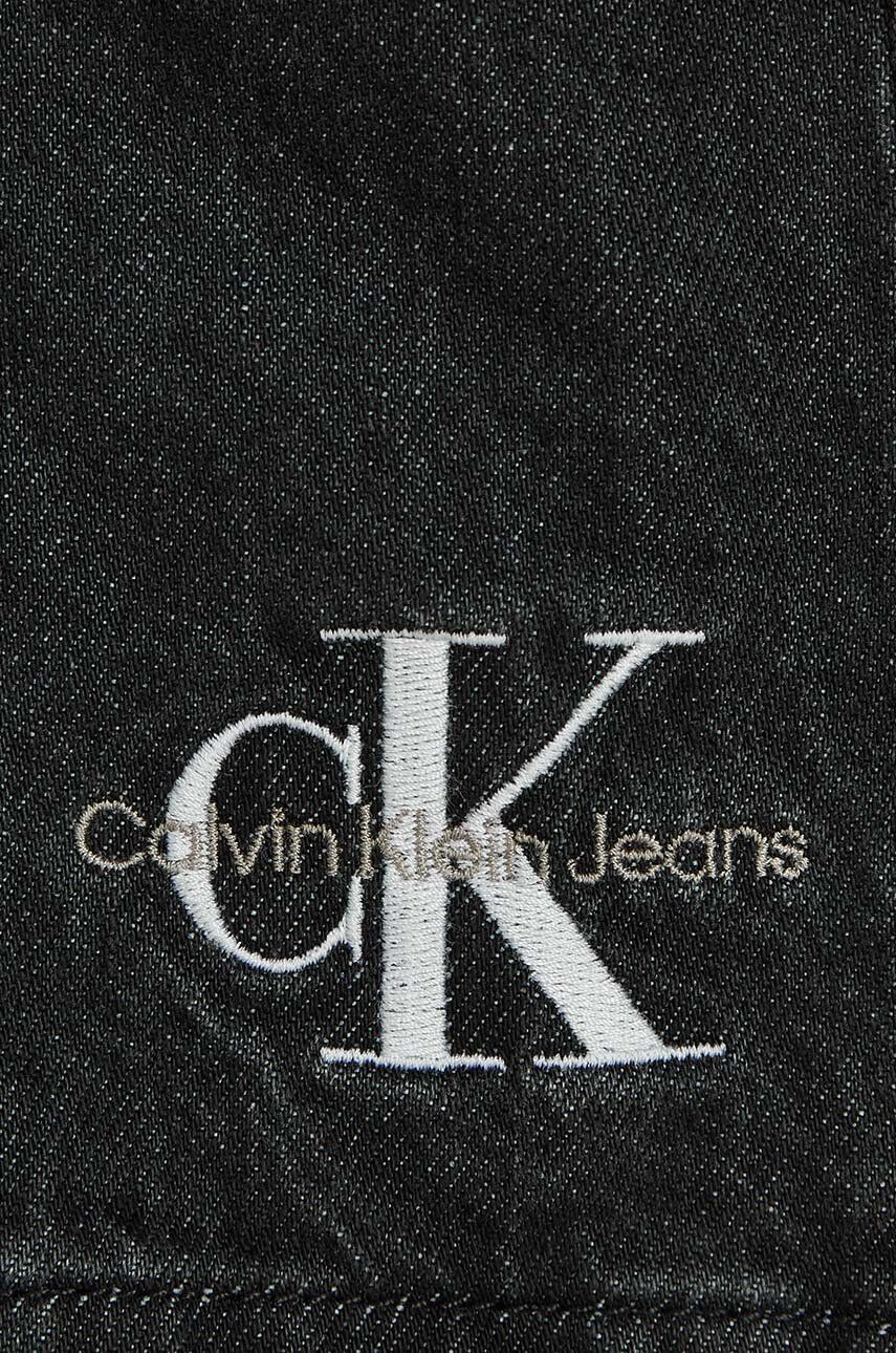 Calvin Klein Jeans Dievčenské rifľové šaty čierna farba mini áčkový strih - Pepit.sk