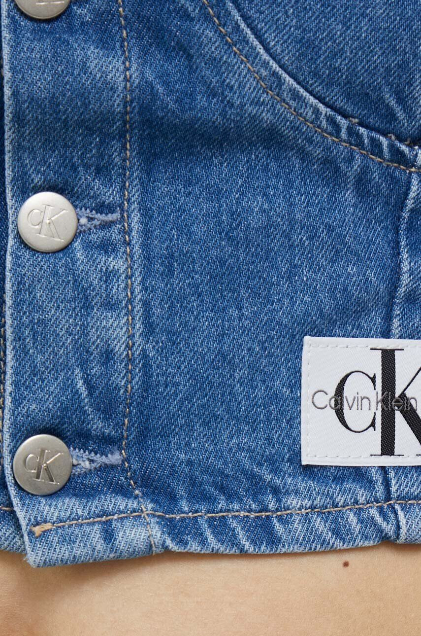 Calvin Klein Jeans Džínsový top tmavomodrá farba odhalené ramená - Pepit.sk