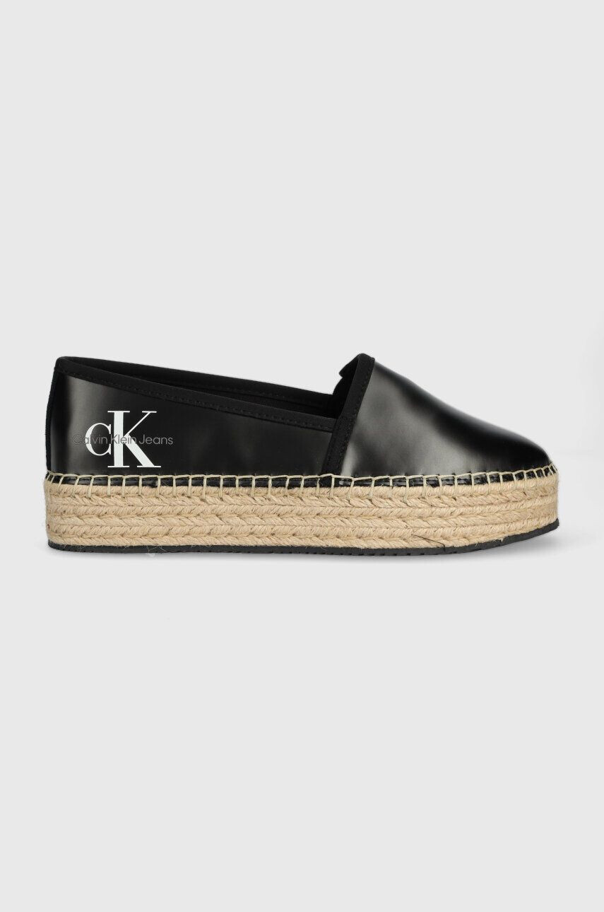 Calvin Klein Jeans Espadrilky ESPADRILLE FLATFORM čierna farba na platforme YW0YW01241 - Pepit.sk