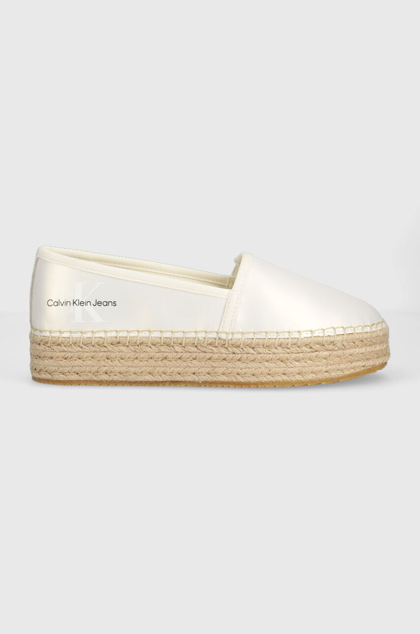 Calvin Klein Jeans Espadrilky ESPADRILLE FLATFORM biela farba na platforme YW0YW01241 - Pepit.sk