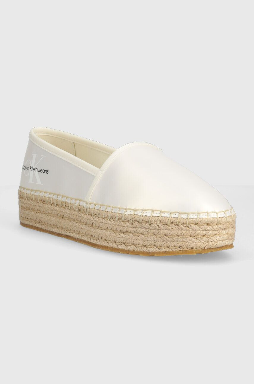 Calvin Klein Jeans Espadrilky ESPADRILLE FLATFORM biela farba na platforme YW0YW01241 - Pepit.sk