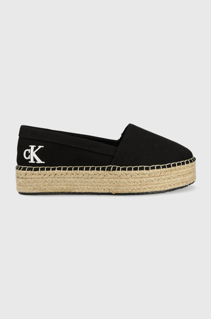 Calvin Klein Jeans Espadrilky Flatform Espadrille čierna farba na platforme - Pepit.sk