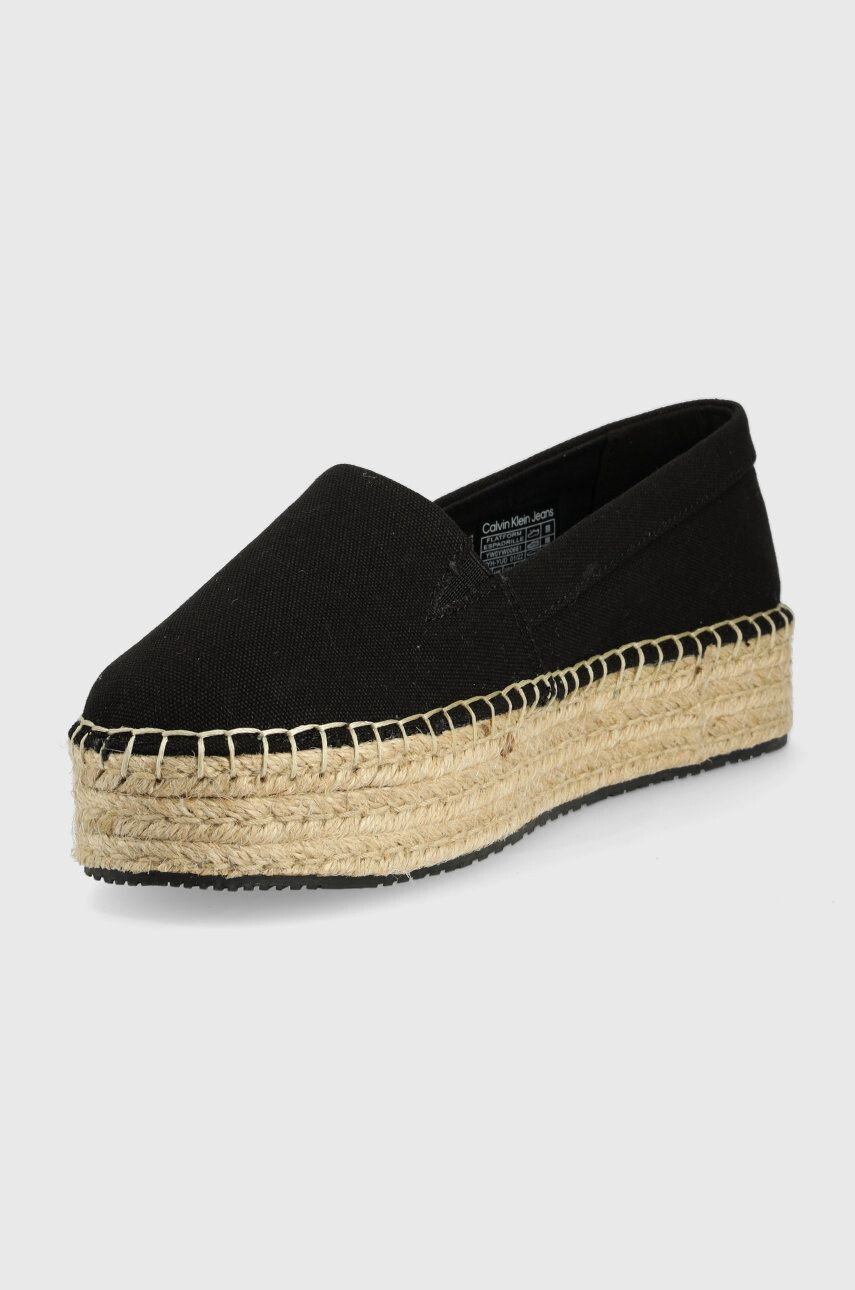 Calvin Klein Jeans Espadrilky Flatform Espadrille čierna farba na platforme - Pepit.sk