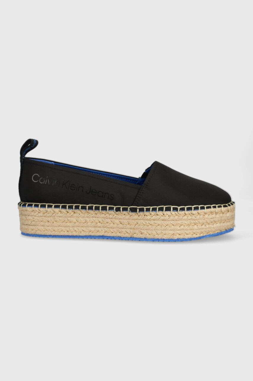 Calvin Klein Jeans Espadrilky FLATFORM ESPADRILLE SOFT NY čierna farba na platforme YW0YW00989 - Pepit.sk