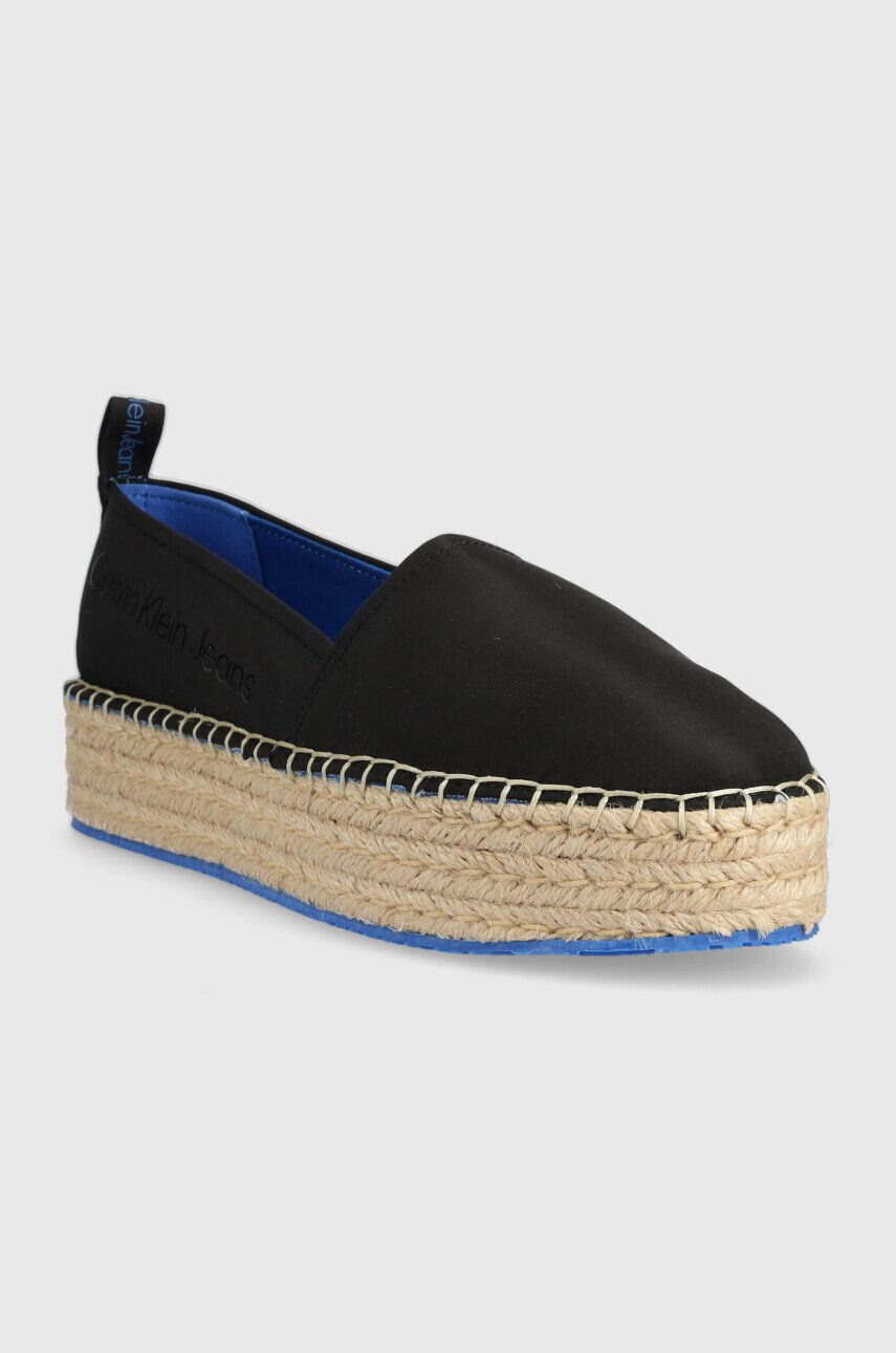 Calvin Klein Jeans Espadrilky FLATFORM ESPADRILLE SOFT NY čierna farba na platforme YW0YW00989 - Pepit.sk