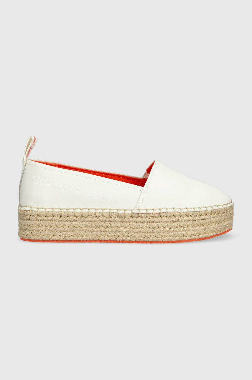 Calvin Klein Jeans Espadrilky FLATFORM ESPADRILLE SOFT NY biela farba na platforme YW0YW00989 - Pepit.sk