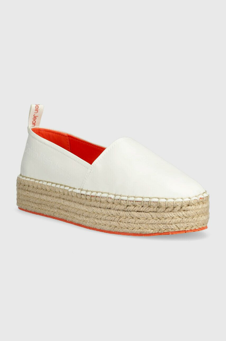 Calvin Klein Jeans Espadrilky FLATFORM ESPADRILLE SOFT NY biela farba na platforme YW0YW00989 - Pepit.sk