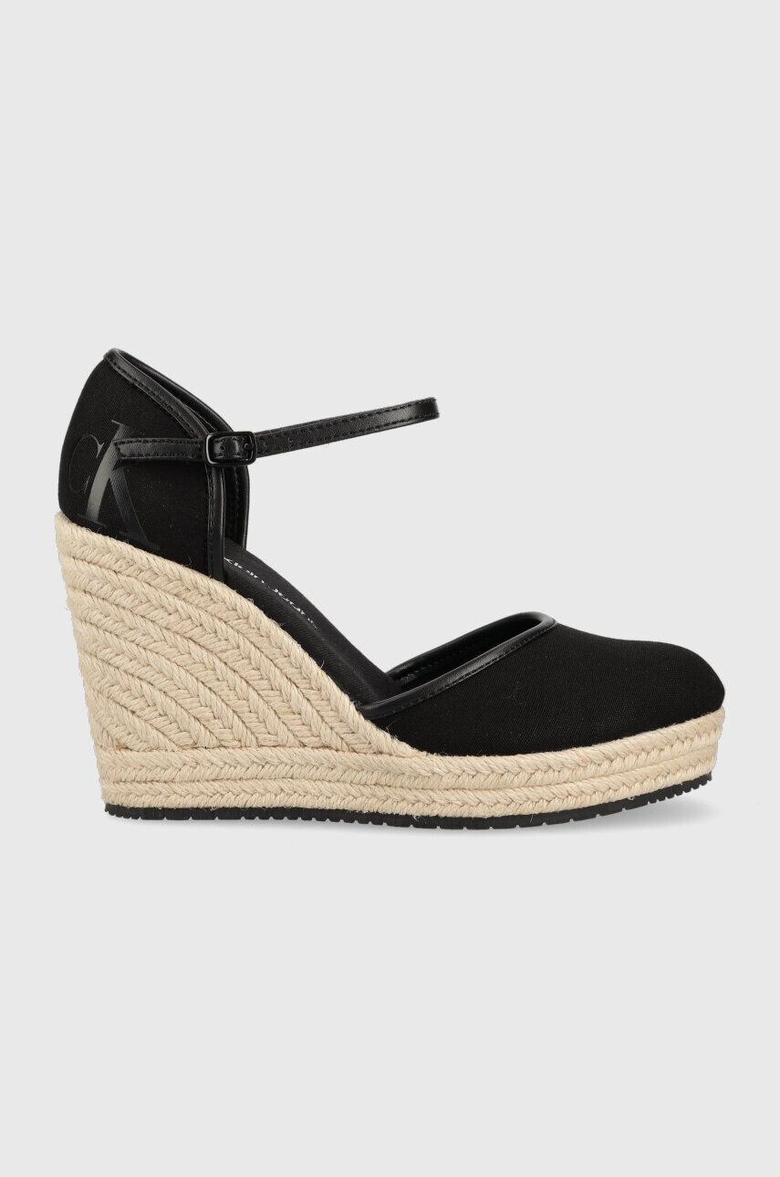 Calvin Klein Jeans Espadrilky WEDGE SANDAL CLOSE TOE ESS dámske čierna farba na kline YW0YW01194 - Pepit.sk