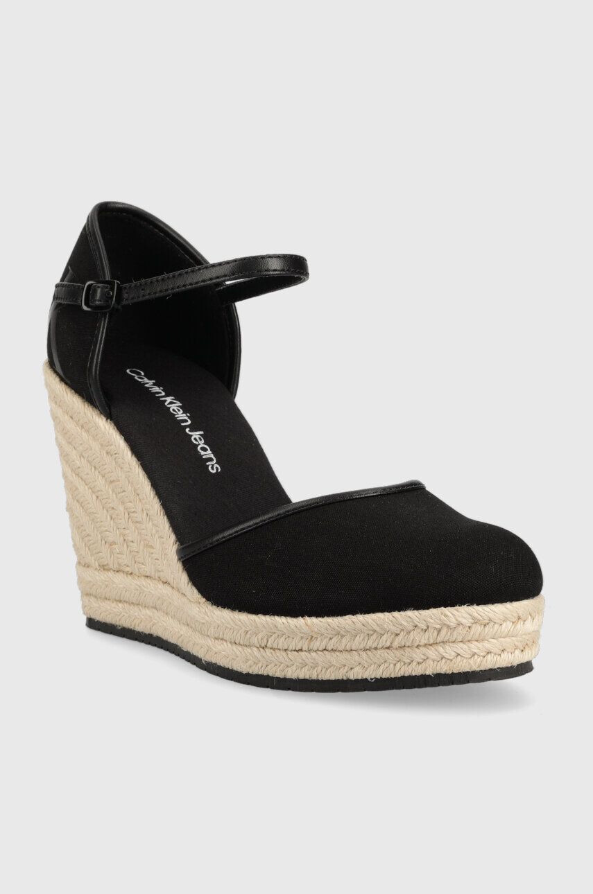 Calvin Klein Jeans Espadrilky WEDGE SANDAL CLOSE TOE ESS dámske čierna farba na kline YW0YW01194 - Pepit.sk