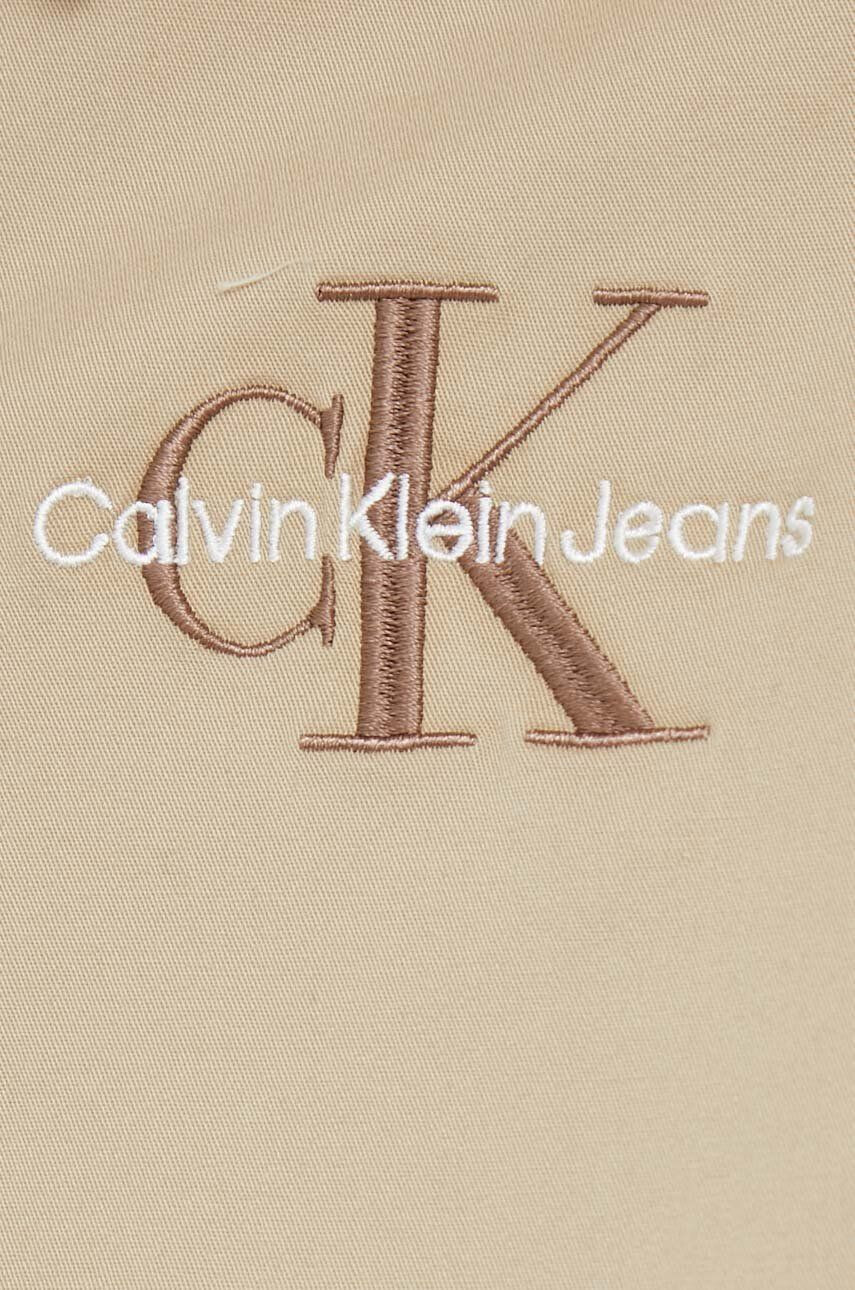 Calvin Klein Jeans Košeľa dámska béžová farba regular s klasickým golierom - Pepit.sk