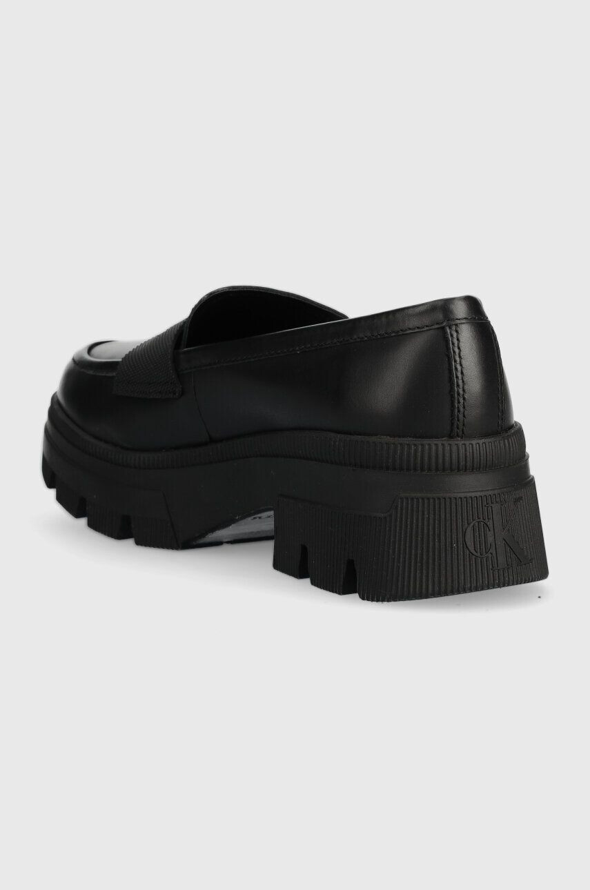 Calvin Klein Jeans Kožené mokasíny CHUNKY COMBAT LOAFER WN dámske čierna farba na platforme YW0YW01120 - Pepit.sk