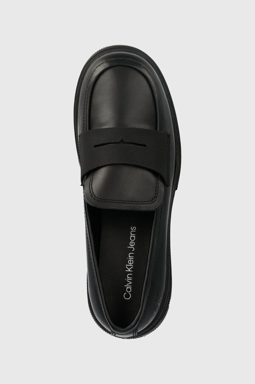 Calvin Klein Jeans Kožené mokasíny CHUNKY COMBAT LOAFER WN dámske čierna farba na platforme YW0YW01120 - Pepit.sk