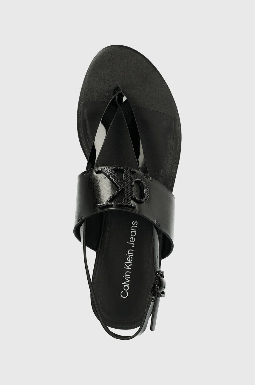 Calvin Klein Jeans Kožené sandále FLAT SANDAL HW dámske čierna farba YW0YW00953 - Pepit.sk