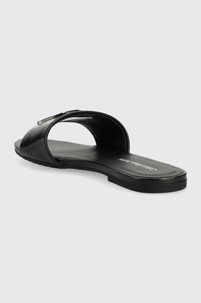 Calvin Klein Jeans Kožené šľapky FLAT SANDAL STRAP HW dámske čierna farba YW0YW00952 - Pepit.sk