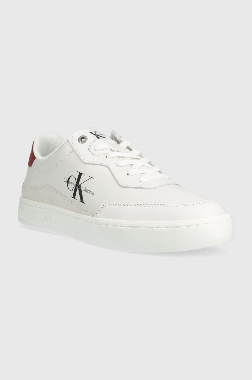 Calvin Klein Jeans Kožené tenisky Classic Cupsole Laceup biela farba - Pepit.sk