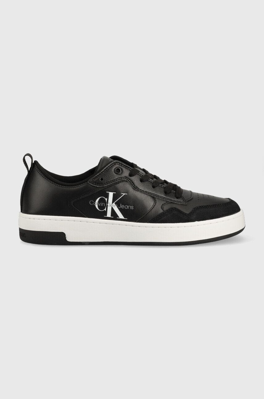 Calvin Klein Jeans Kožené tenisky Basket Cupsole Low Lth Mono čierna farba - Pepit.sk