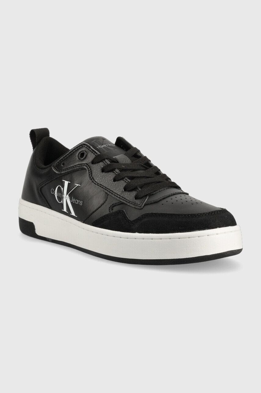 Calvin Klein Jeans Kožené tenisky Basket Cupsole Low Lth Mono čierna farba - Pepit.sk