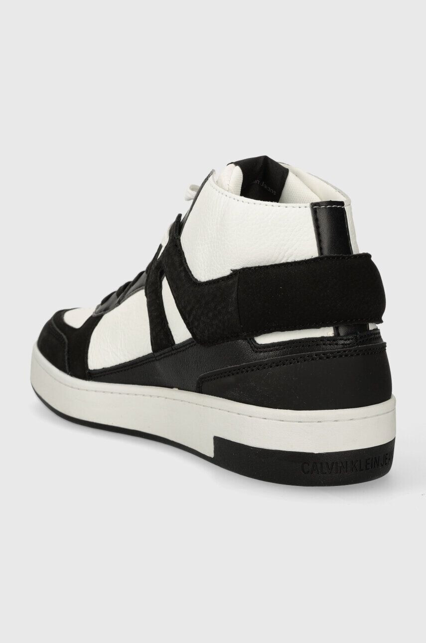 Calvin Klein Jeans Kožené tenisky BASKET CUPSOLE MID LTH ML FAD čierna farba YM0YM00883 - Pepit.sk