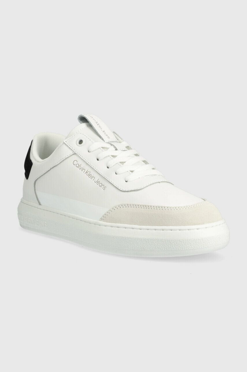 Calvin Klein Jeans Kožené tenisky CASUAL CUPSOLE HIGH/LOW FREQ biela farba - Pepit.sk