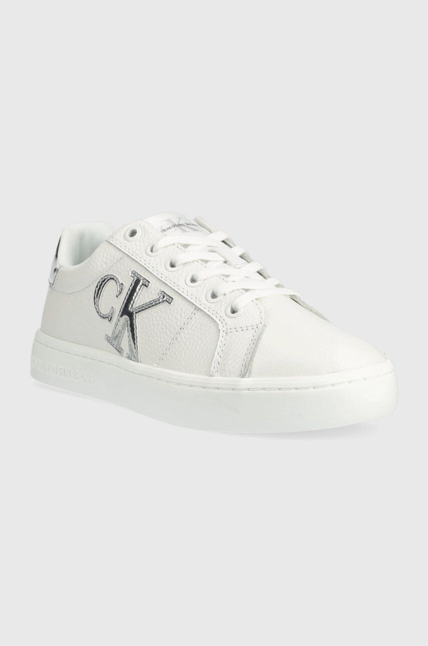 Calvin Klein Jeans Kožené tenisky Classic Cupsole Laceup Low čierna farba - Pepit.sk