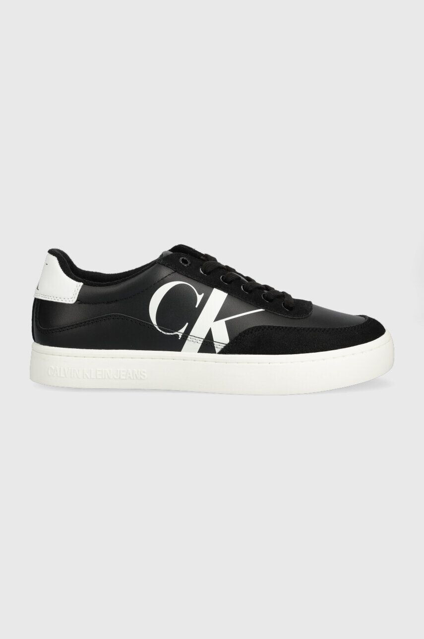 Calvin Klein Jeans Kožené tenisky CLASSIC CUPSOLE LACEUP MIX LTH čierna farba YM0YM00713 - Pepit.sk