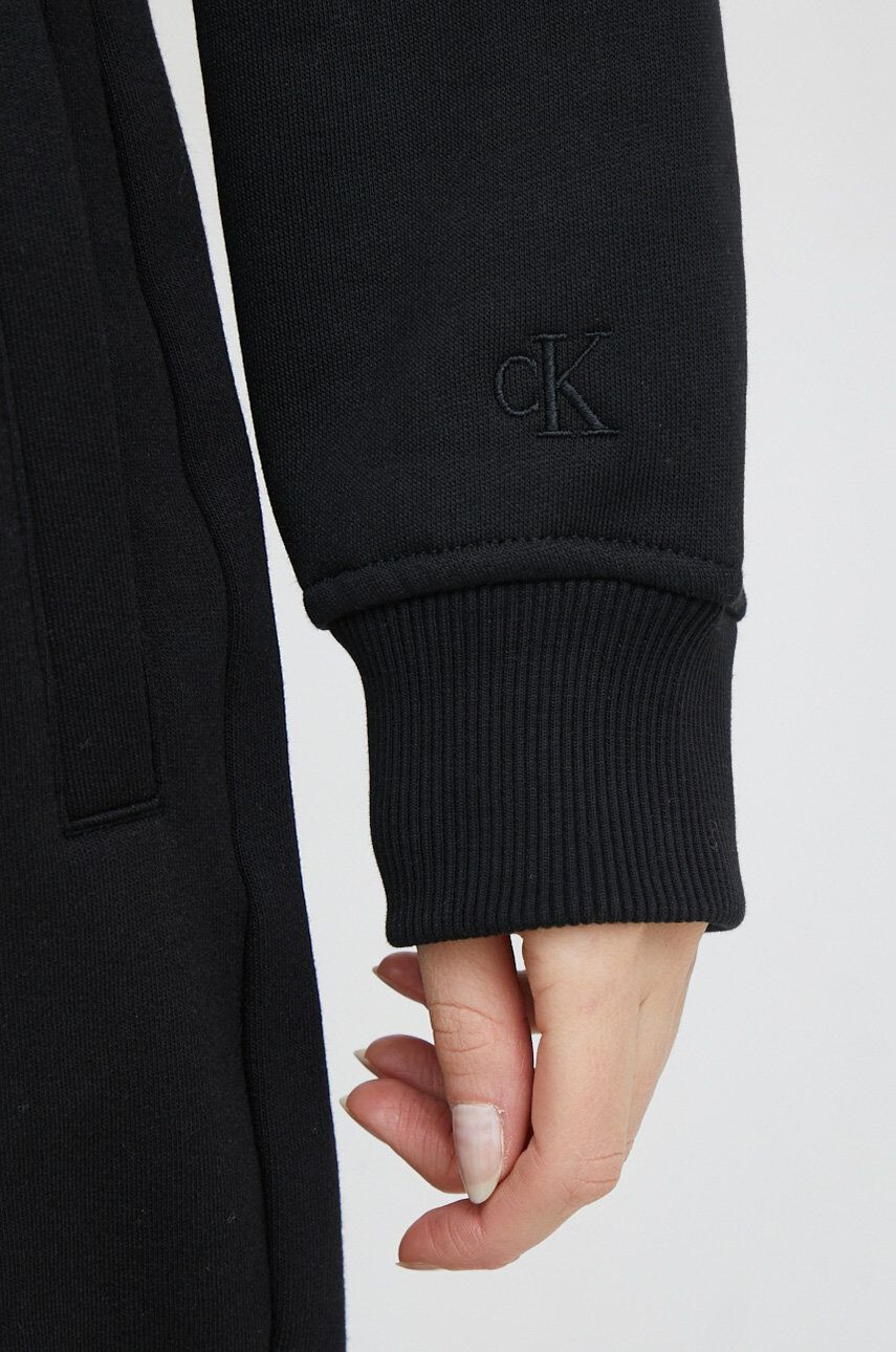 Calvin Klein Jeans Mikina dámska čierna farba s kapucňou vzorovaná - Pepit.sk