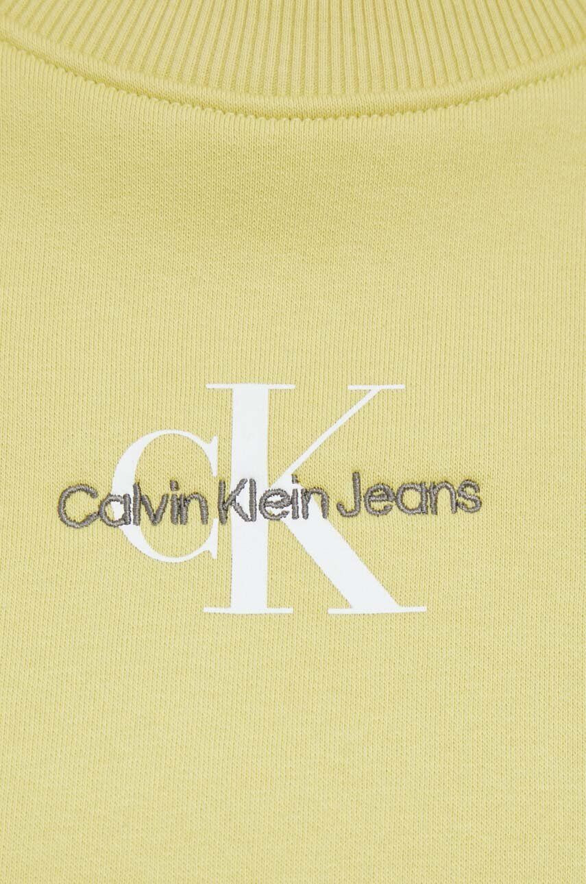 Calvin Klein Jeans Mikina dámska žltá farba jednofarebná - Pepit.sk