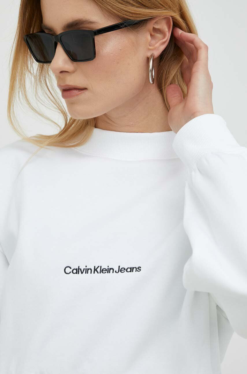 Calvin Klein Jeans Mikina dámska biela farba s nášivkou - Pepit.sk