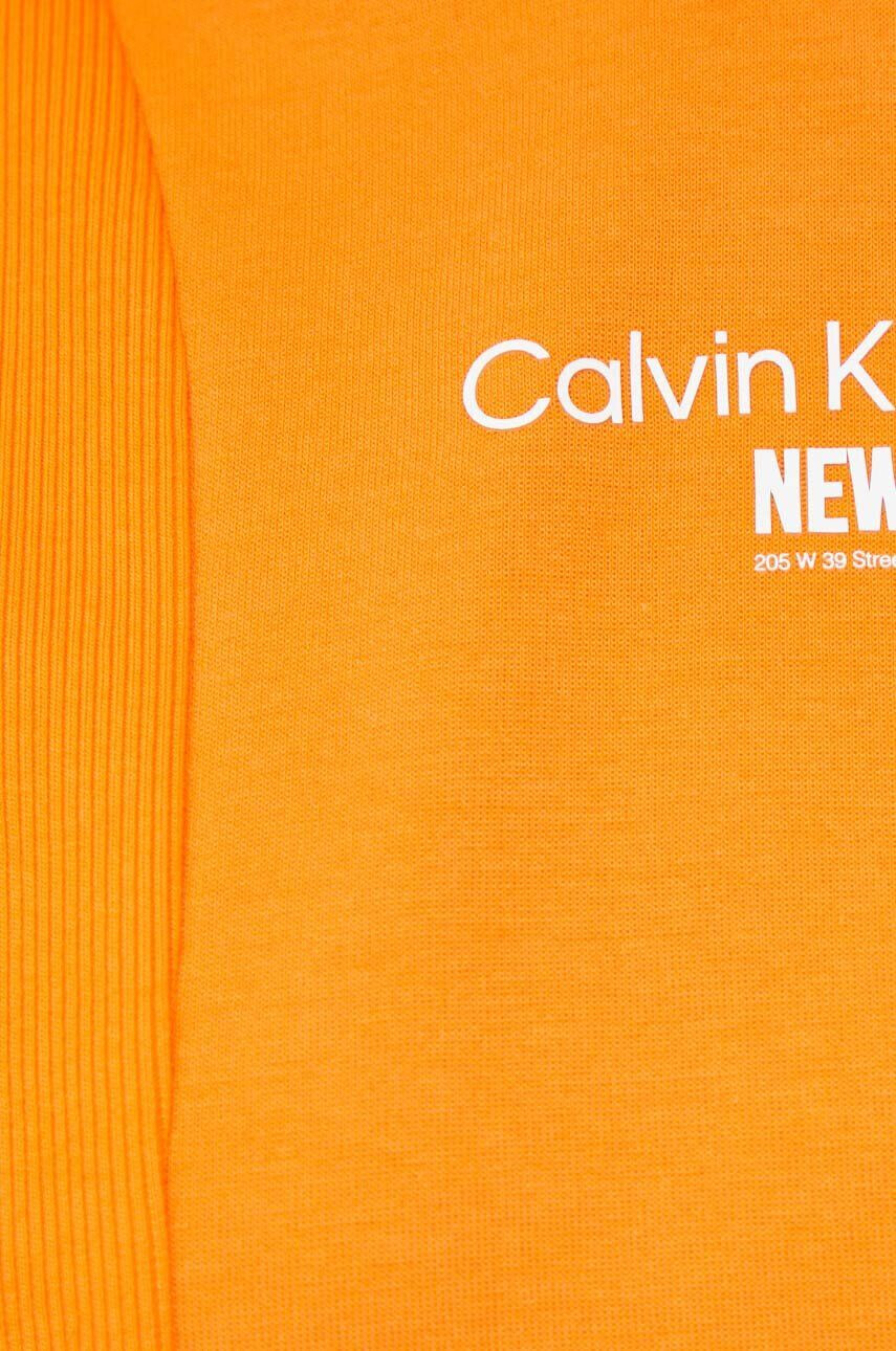 Calvin Klein Jeans Mikina dámska oranžová farba s kapucňou s nášivkou - Pepit.sk