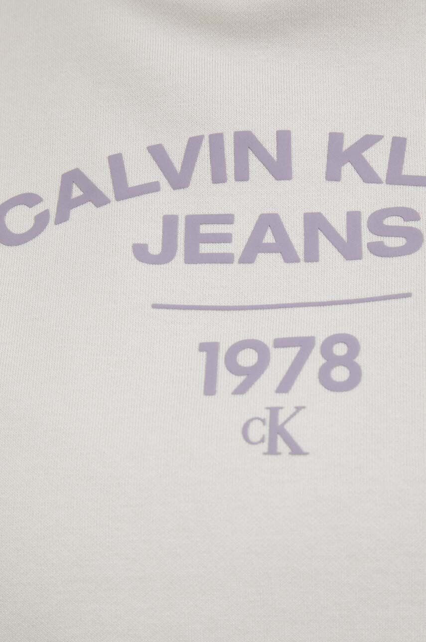 Calvin Klein Jeans Mikina dámska béžová farba s potlačou - Pepit.sk