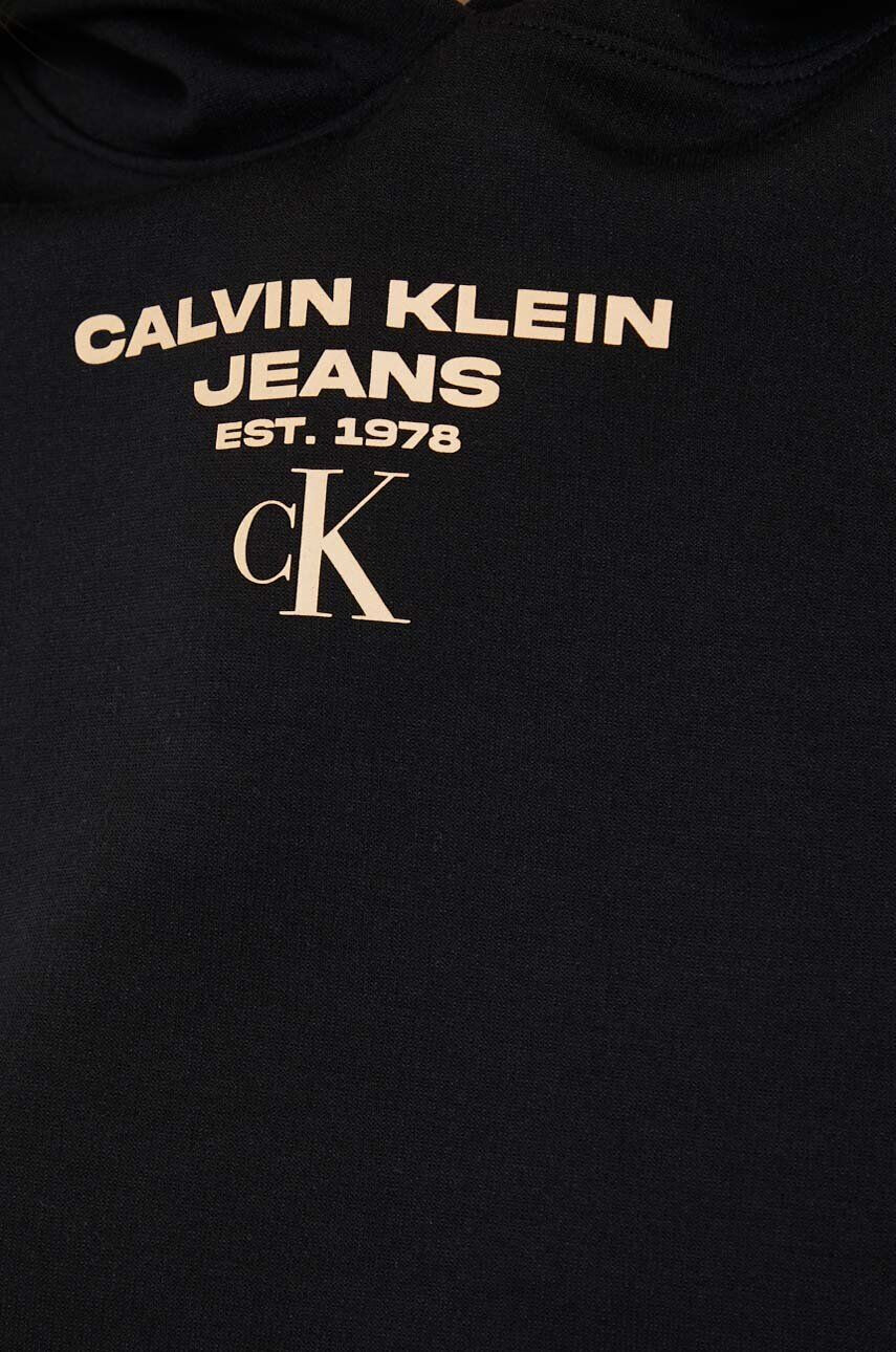 Calvin Klein Jeans Mikina dámska čierna farba s kapucňou s potlačou - Pepit.sk