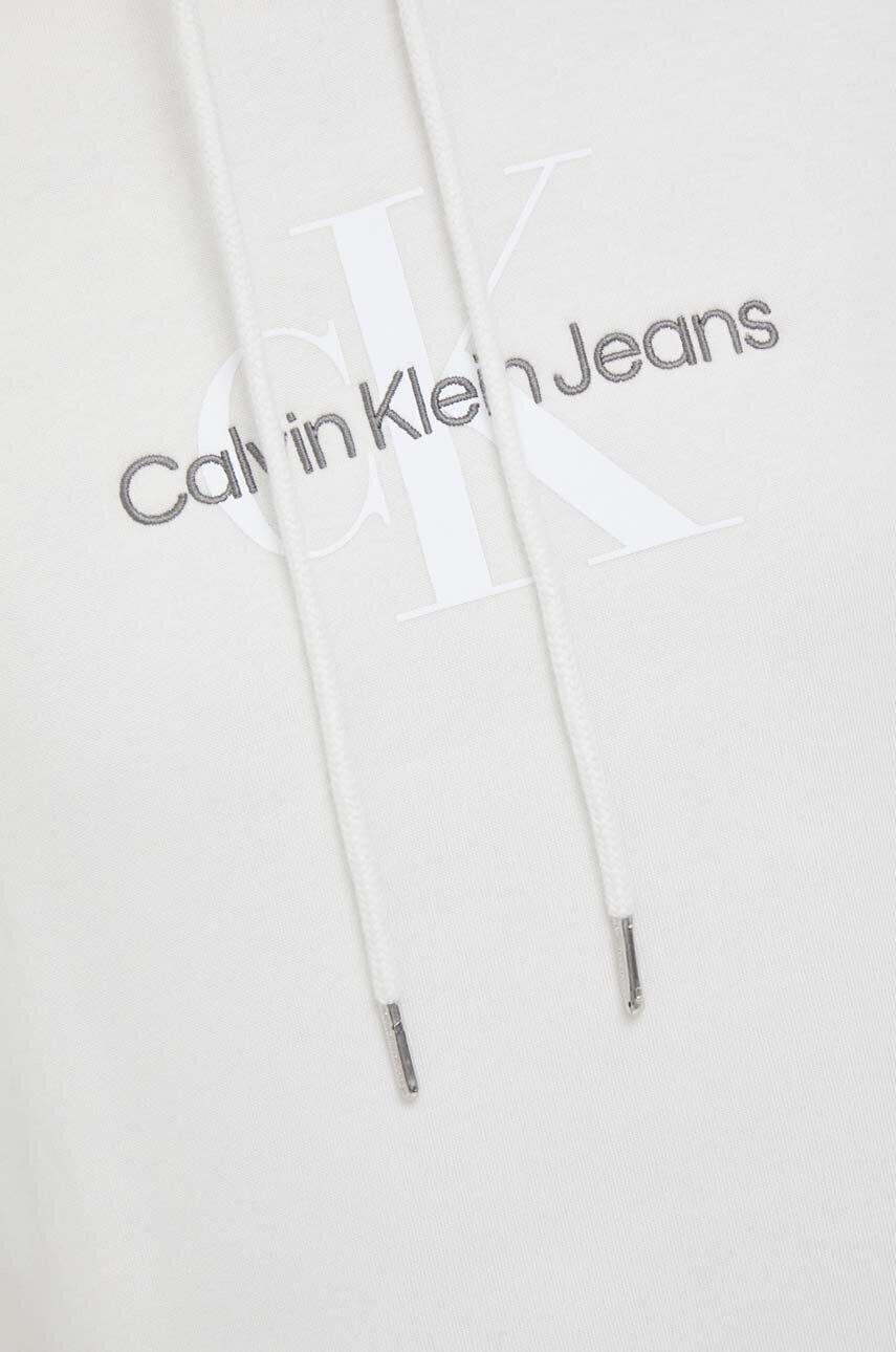 Calvin Klein Jeans Mikina dámska béžová farba s kapucňou s potlačou - Pepit.sk