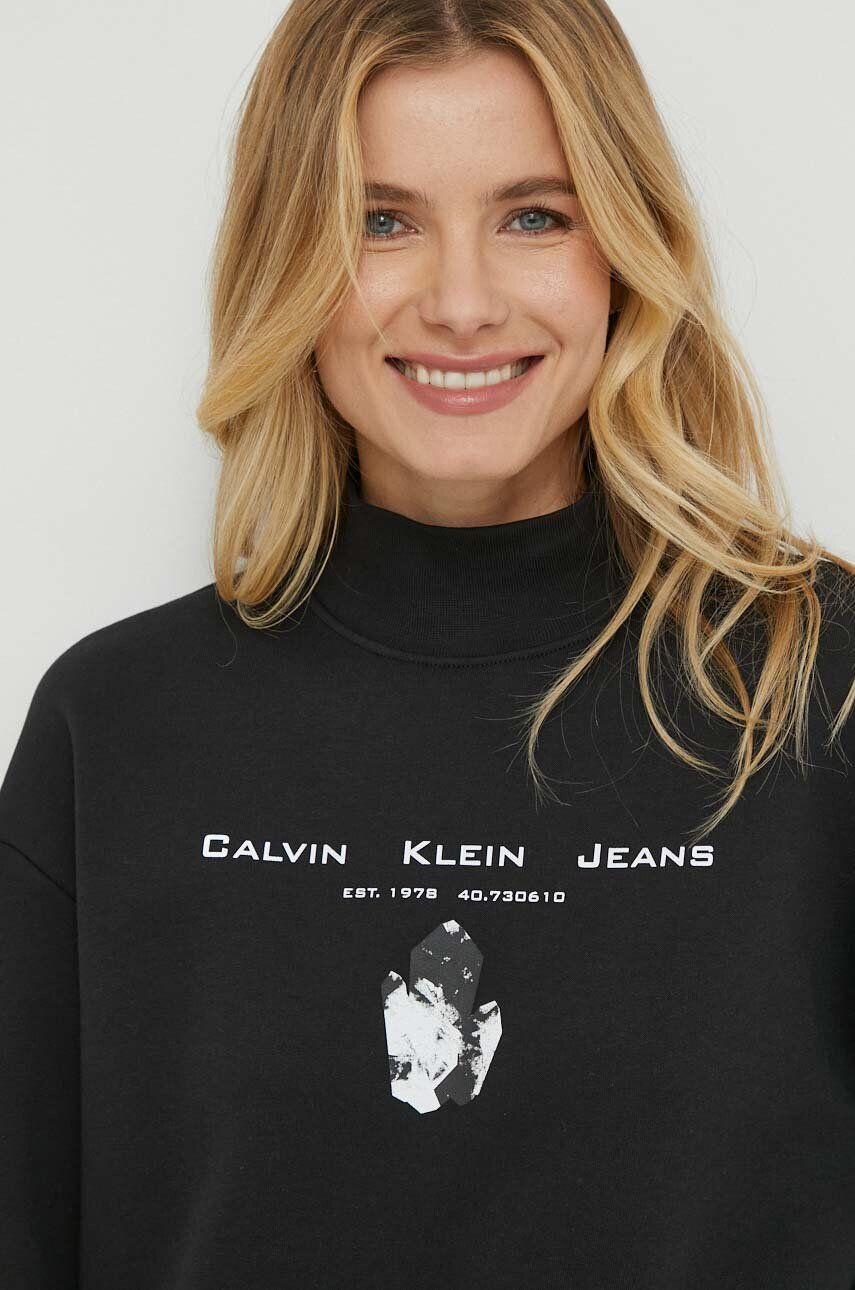 Calvin Klein Jeans Mikina dámska čierna farba s potlačou - Pepit.sk