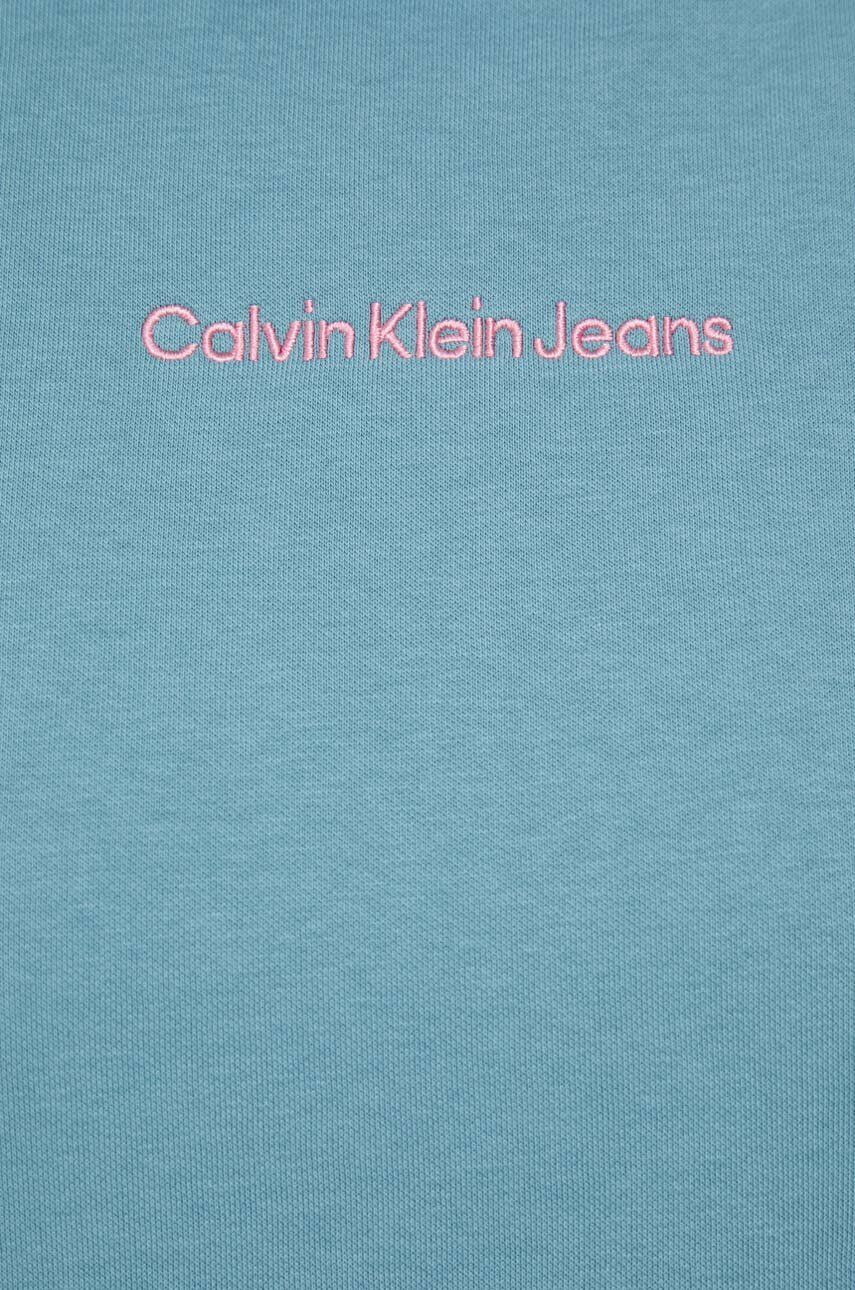 Calvin Klein Jeans Mikina dámska tyrkysová farba s kapucňou s nášivkou - Pepit.sk