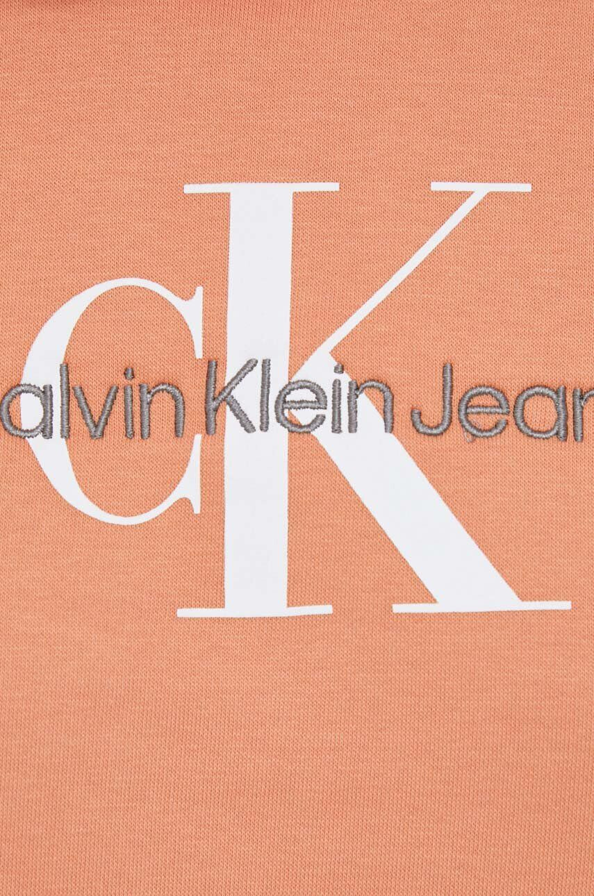 Calvin Klein Jeans Mikina dámska oranžová farba s kapucňou s potlačou - Pepit.sk