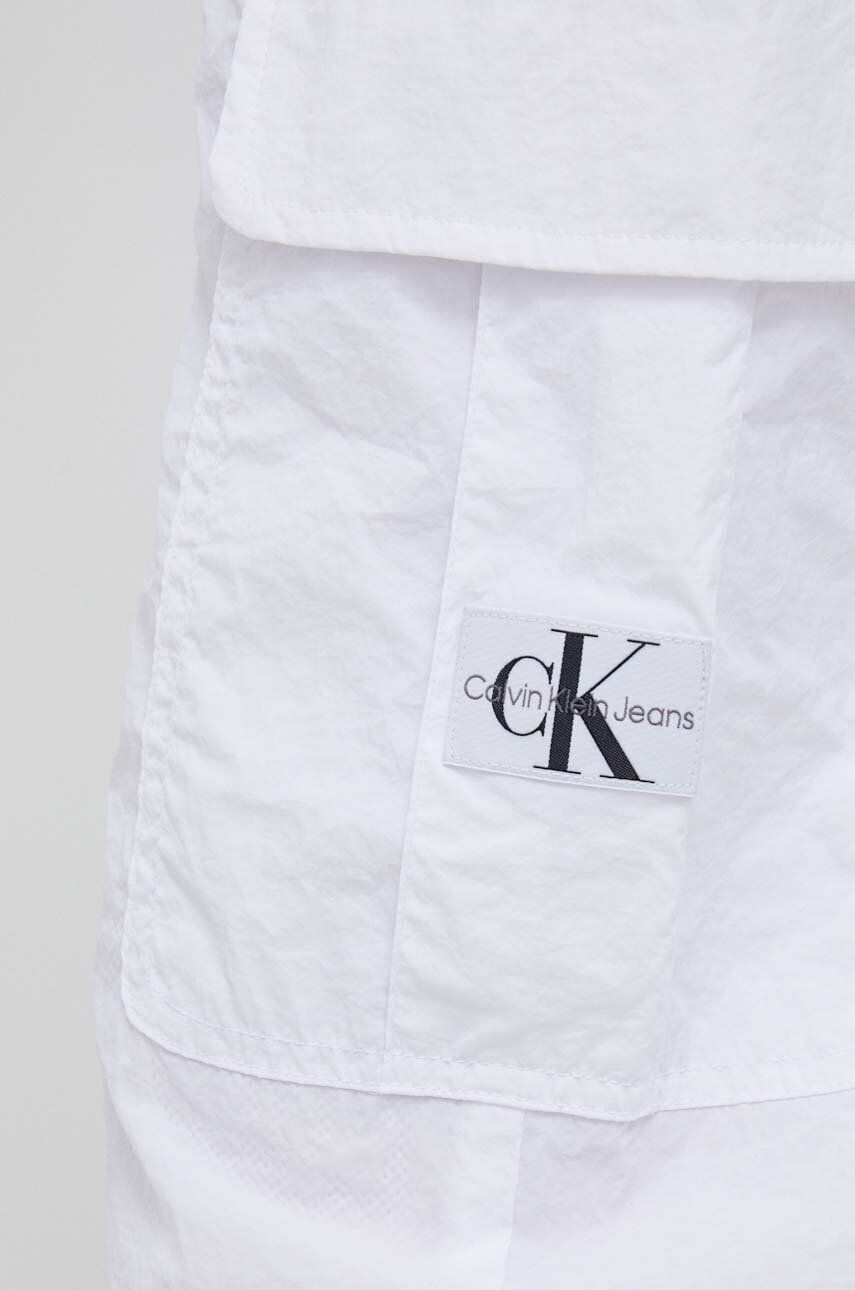 Calvin Klein Jeans Nohavice dámske biela farba strih cargo vysoký pás - Pepit.sk