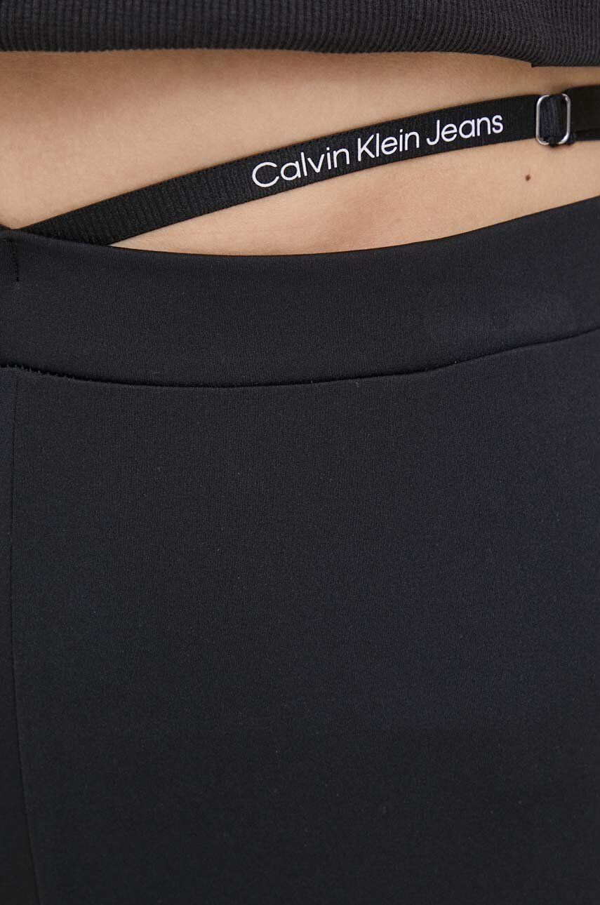 Calvin Klein Jeans Nohavice dámske čierna farba rovné vysoký pás - Pepit.sk