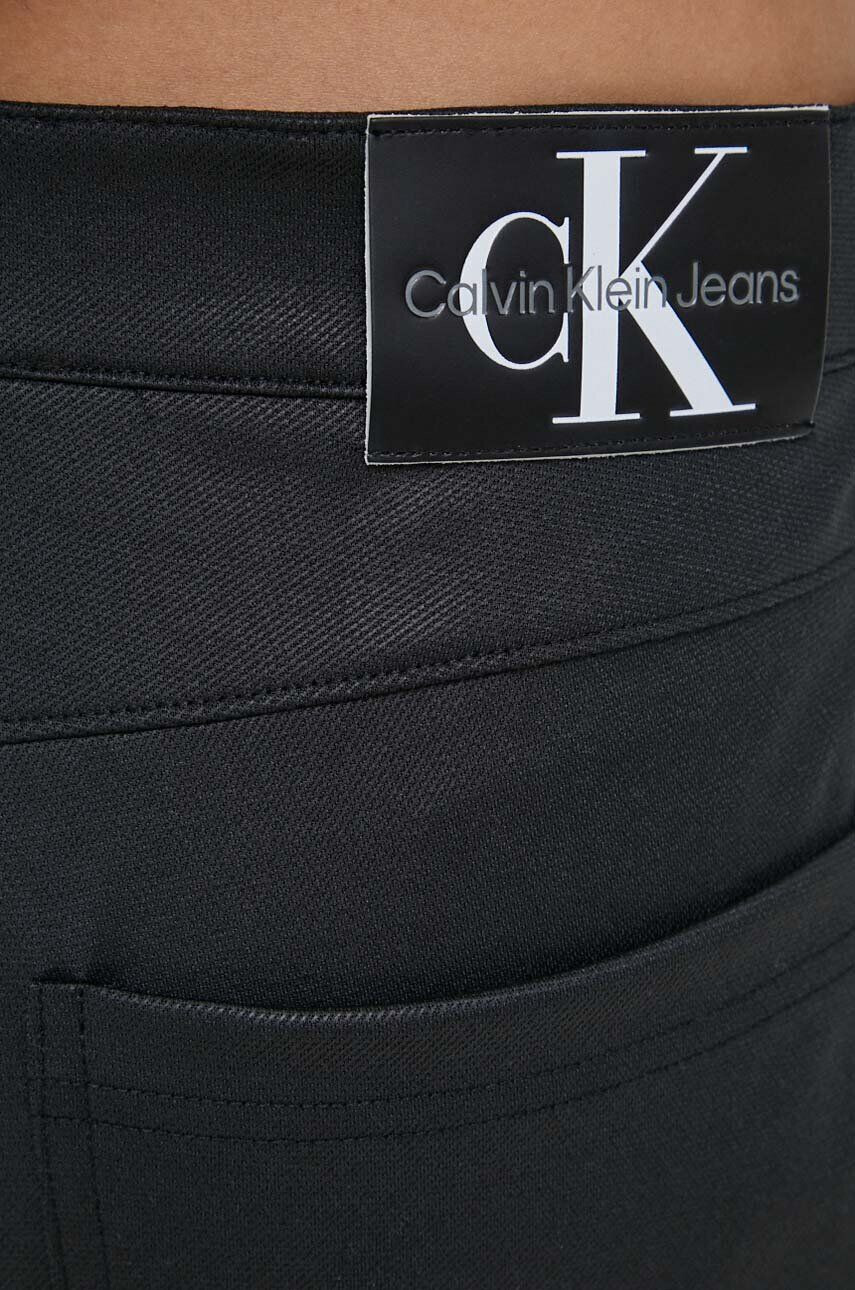 Calvin Klein Jeans Nohavice dámske čierna farba rovné vysoký pás - Pepit.sk