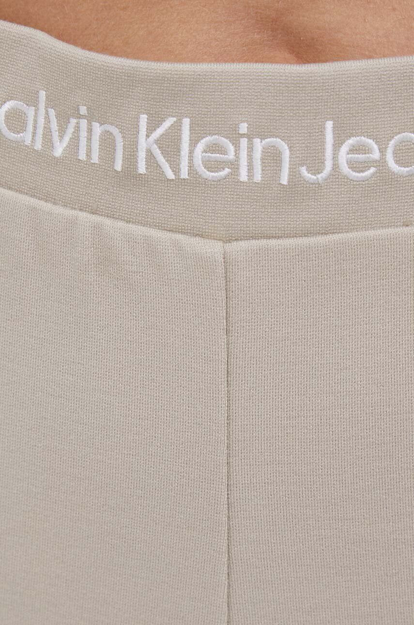 Calvin Klein Jeans Nohavice dámske béžová farba zvony vysoký pás - Pepit.sk