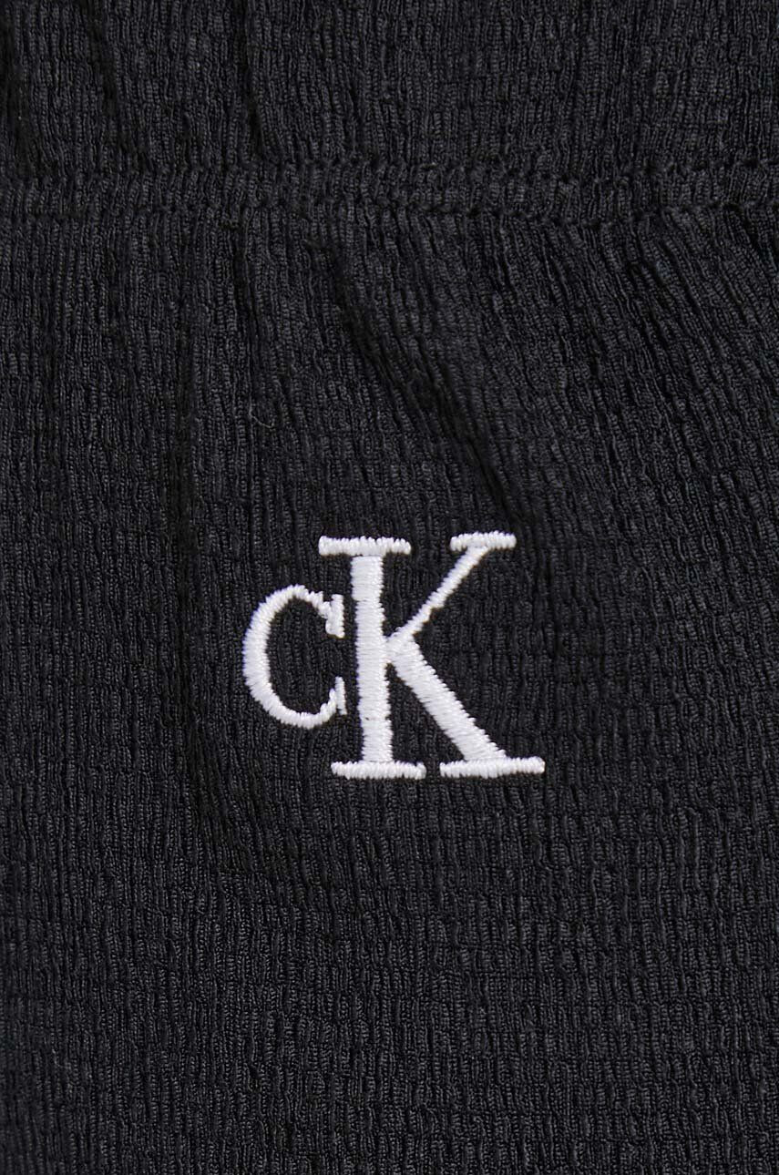 Calvin Klein Jeans Nohavice dámske čierna farba široké vysoký pás - Pepit.sk