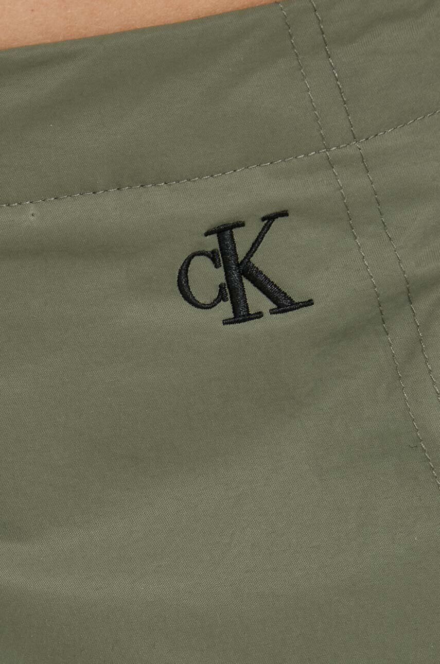 Calvin Klein Jeans Nohavice dámske zelená farba široké vysoký pás - Pepit.sk