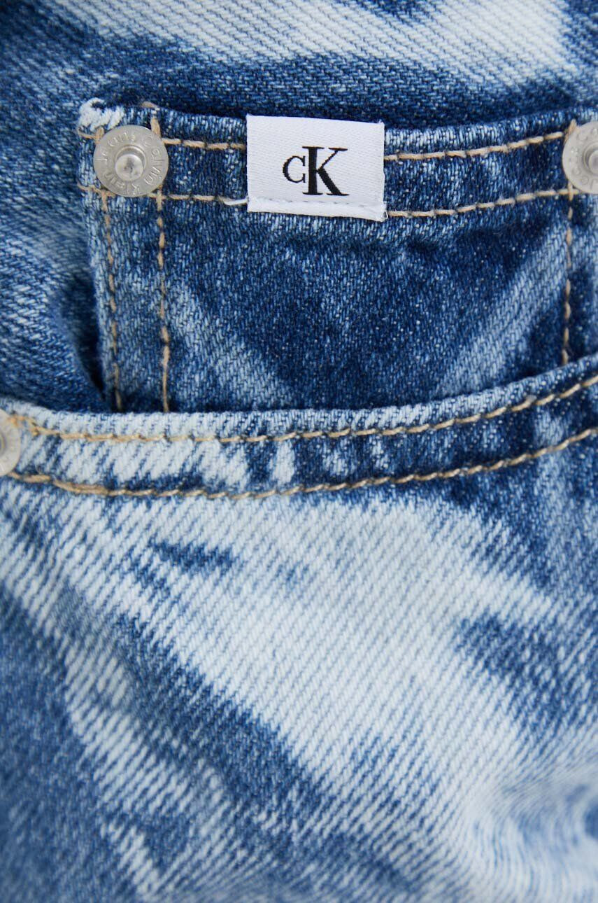 Calvin Klein Jeans Rifľové krátke nohavice dámske vzorované vysoký pás - Pepit.sk