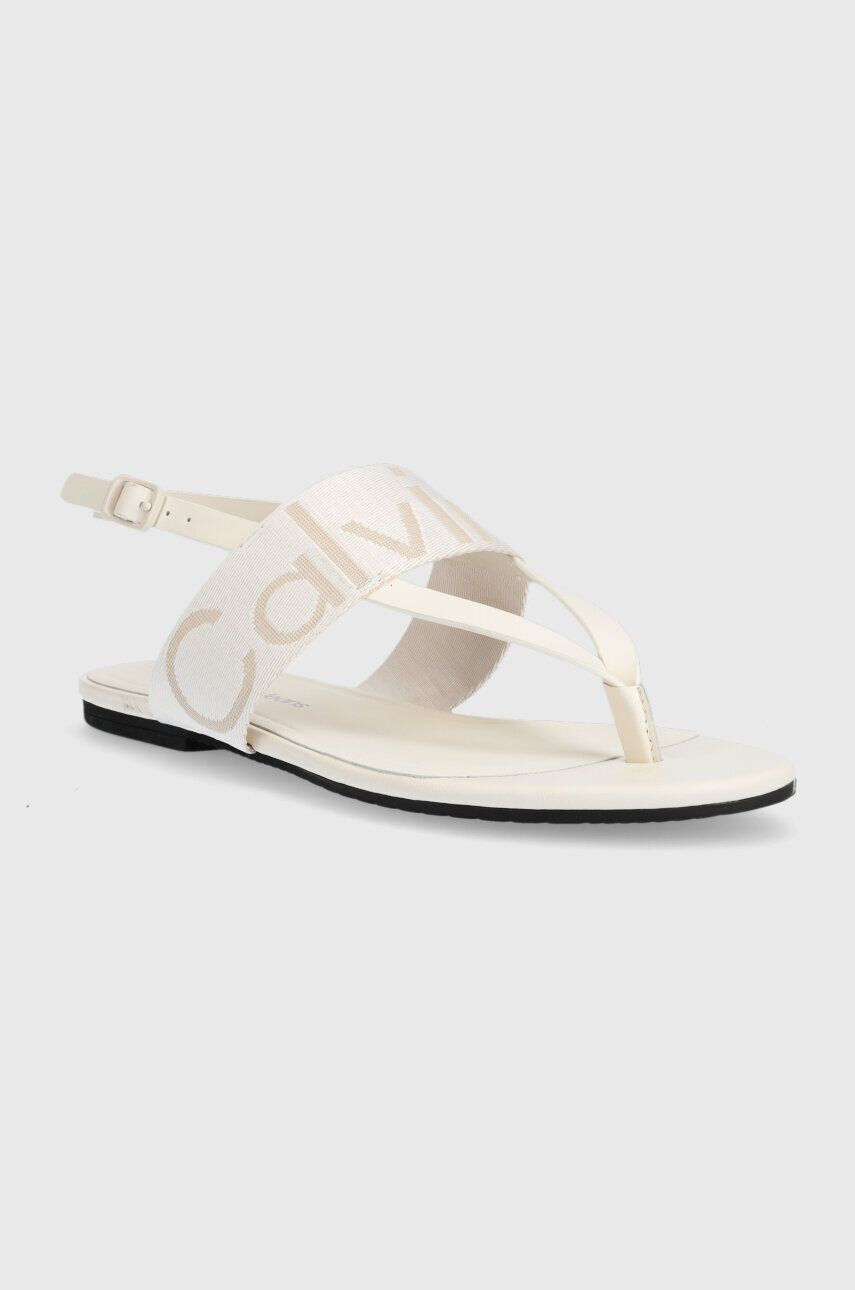 Calvin Klein Jeans Sandále FLAT SANDAL WEBBING dámske béžová farba YW0YW00956 - Pepit.sk