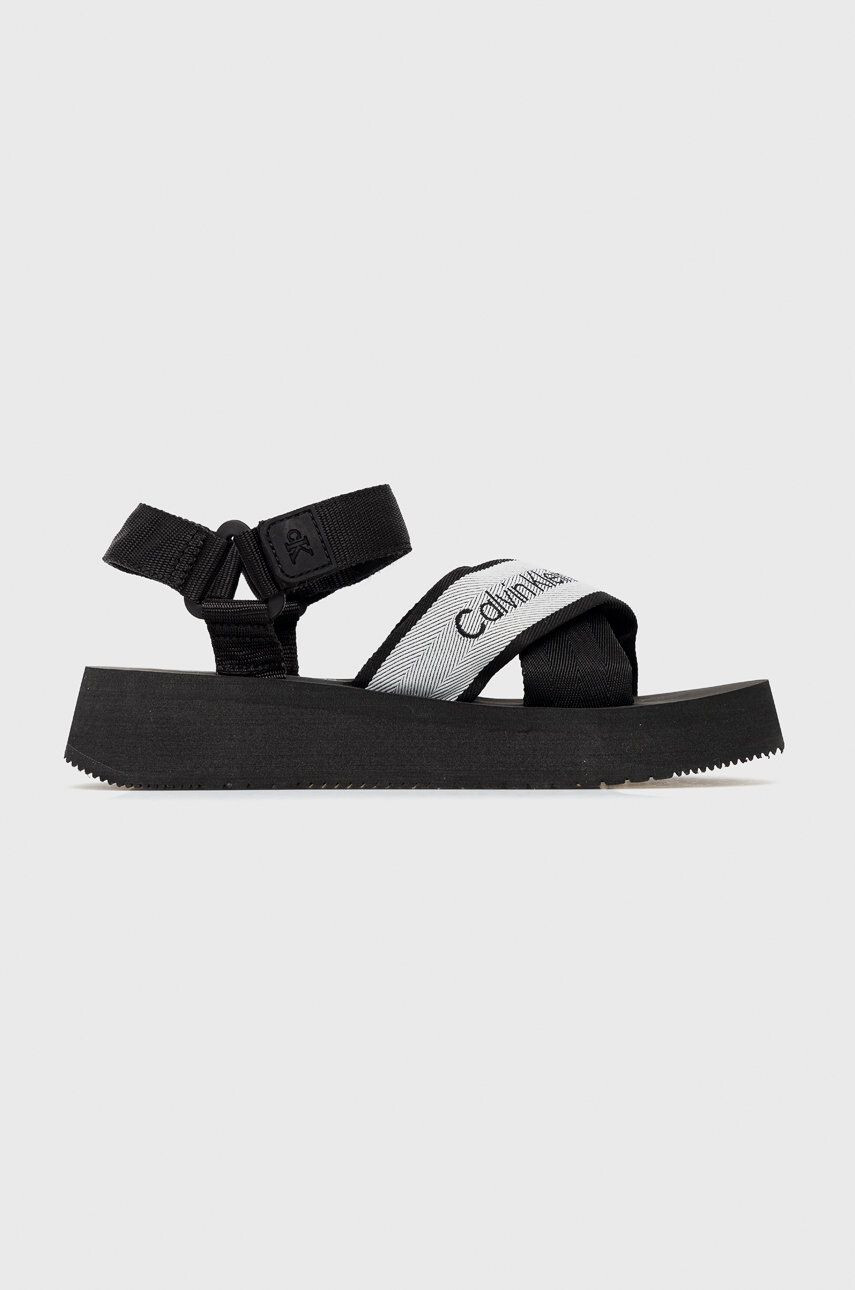 Calvin Klein Jeans Sandále Prefresato Sandal dámske čierna farba na platforme - Pepit.sk