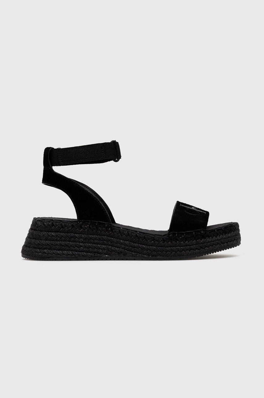 Calvin Klein Jeans Sandále SPORTY WEDGE ROPE SU CON dámske čierna farba na platforme YW0YW00977 - Pepit.sk