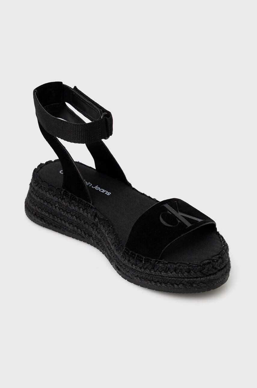 Calvin Klein Jeans Sandále SPORTY WEDGE ROPE SU CON dámske čierna farba na platforme YW0YW00977 - Pepit.sk