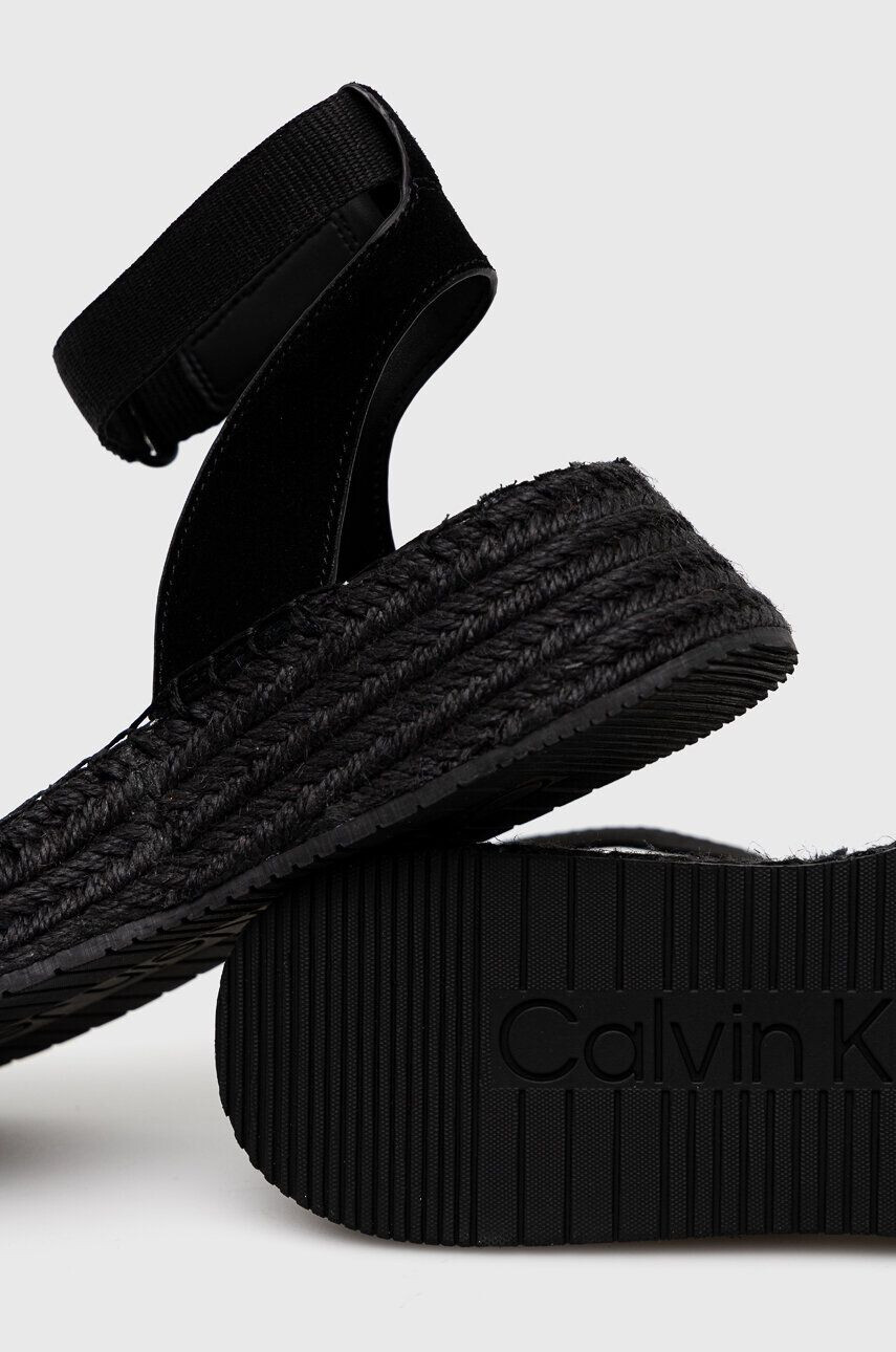 Calvin Klein Jeans Sandále SPORTY WEDGE ROPE SU CON dámske čierna farba na platforme YW0YW00977 - Pepit.sk