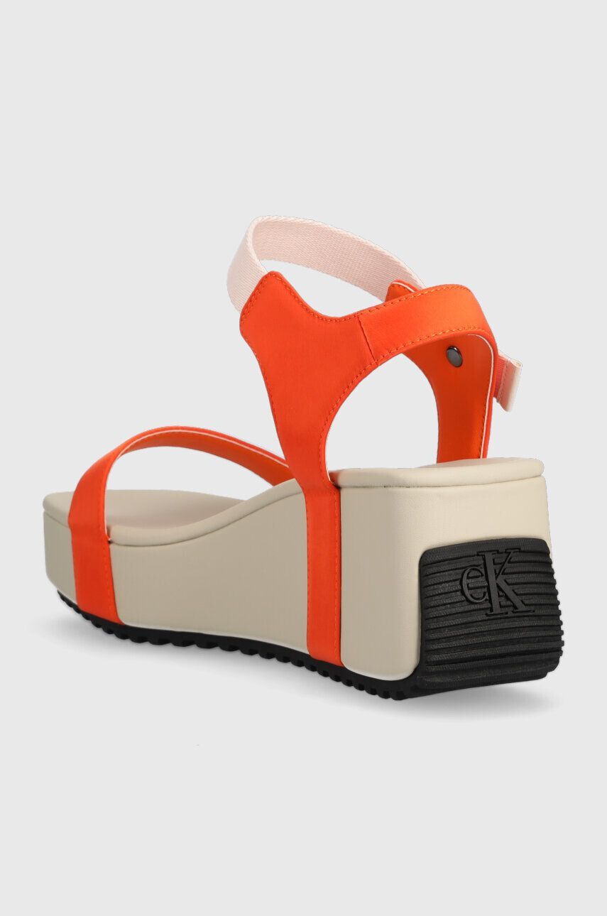 Calvin Klein Jeans Sandále WEDGE BLCOK SANDAL SATIN/HW dámske oranžová farba na platforme YW0YW00980 - Pepit.sk