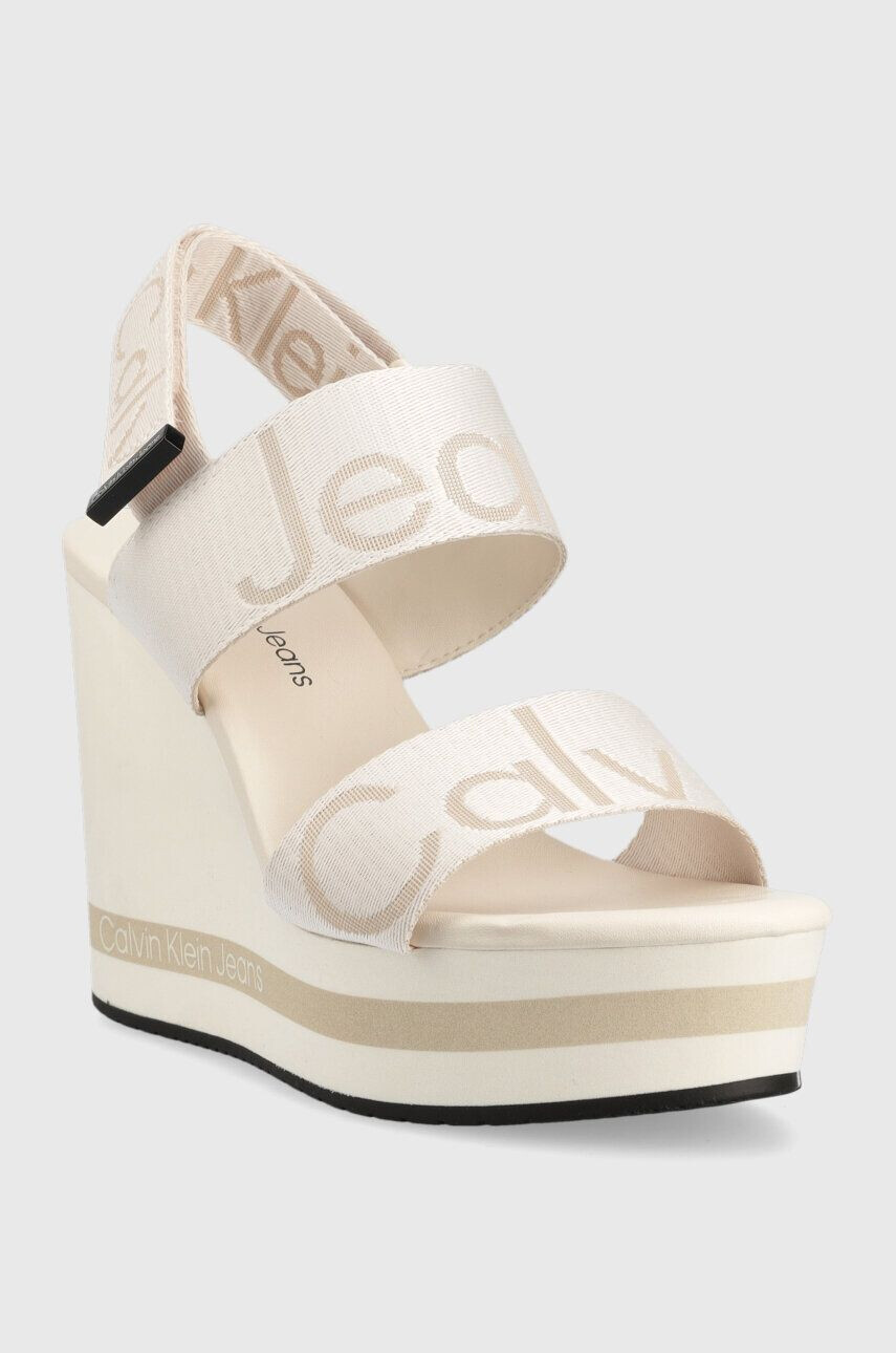 Calvin Klein Jeans Sandále WEDGE SANDAL WEBBING dámske béžová farba na kline YW0YW00959 - Pepit.sk